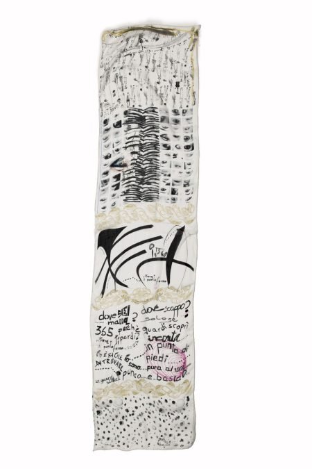 Silk scarf with zebra, ballerinas, eyes print
