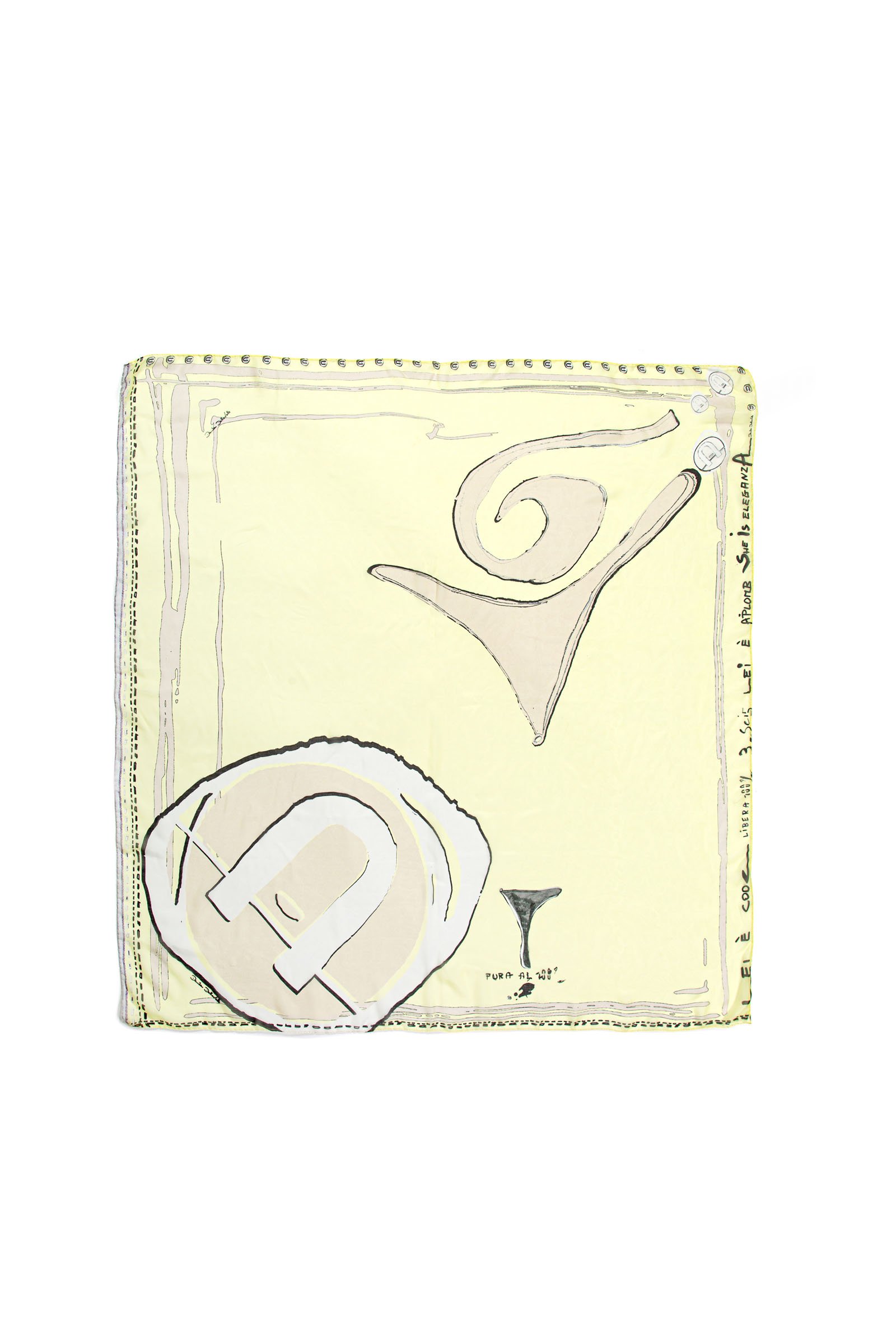 TAM0842097900_99205 (2) Yellow and beige silk scarf "D" - Image 7